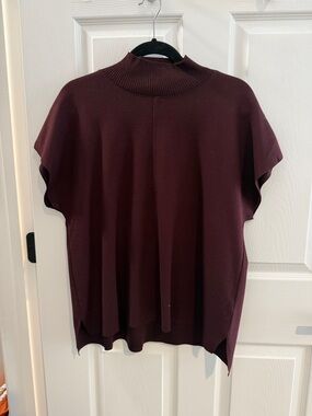 Splendid Women’s Mock Neck Short Sleeve Knit Top - Burgundy